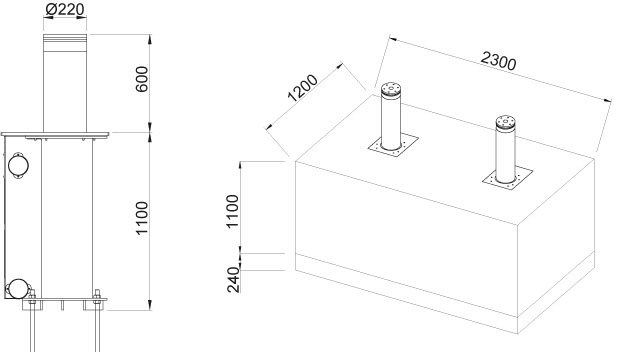 TBD 220H600 KIT (1 Bollard) — оборудование CAME